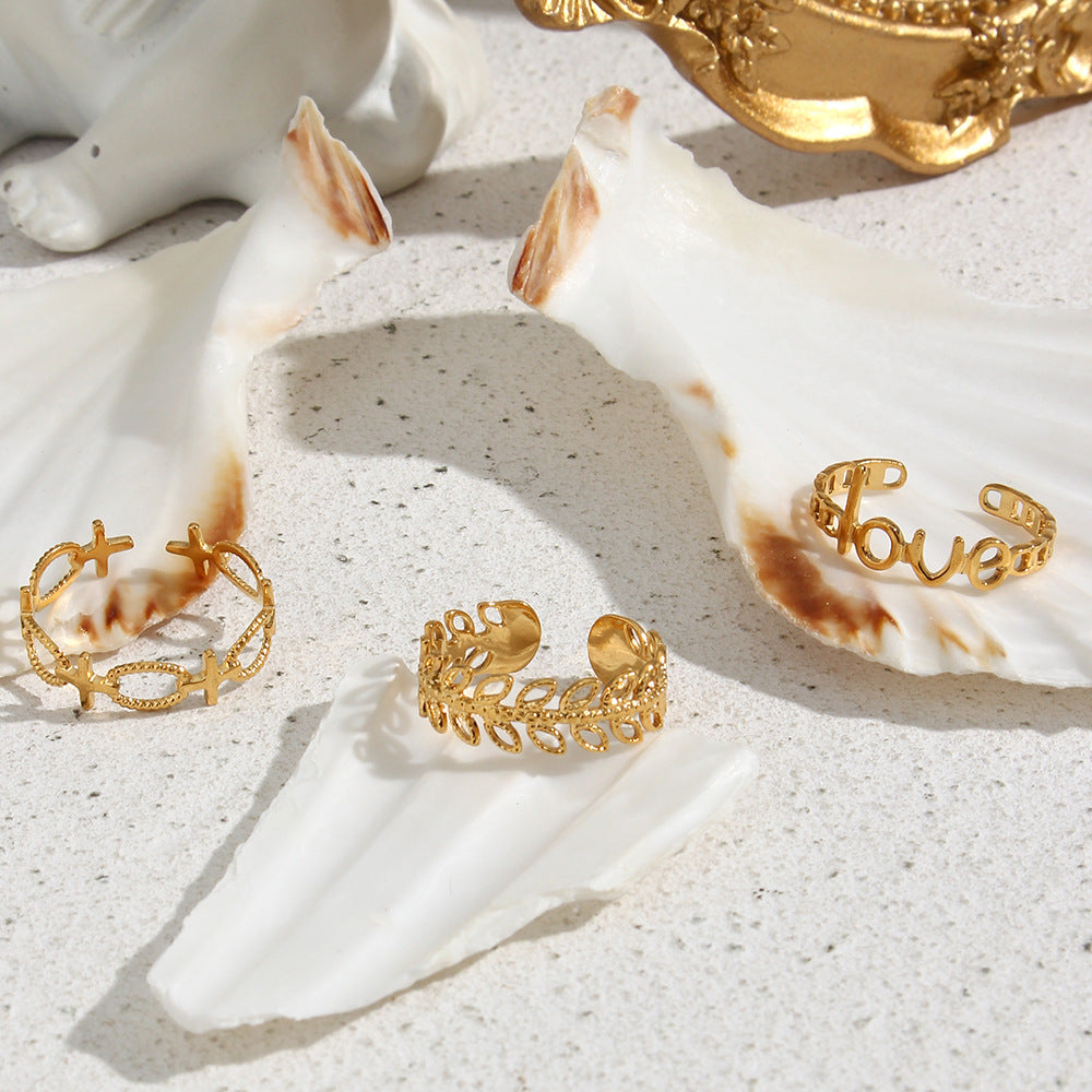 Wholesale Hollow various styles of stainless steel rings